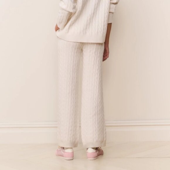 NEW LoveShackFancy Fraya Cable Knit Lounge Pant in Ivory - Picture 3 of 4
